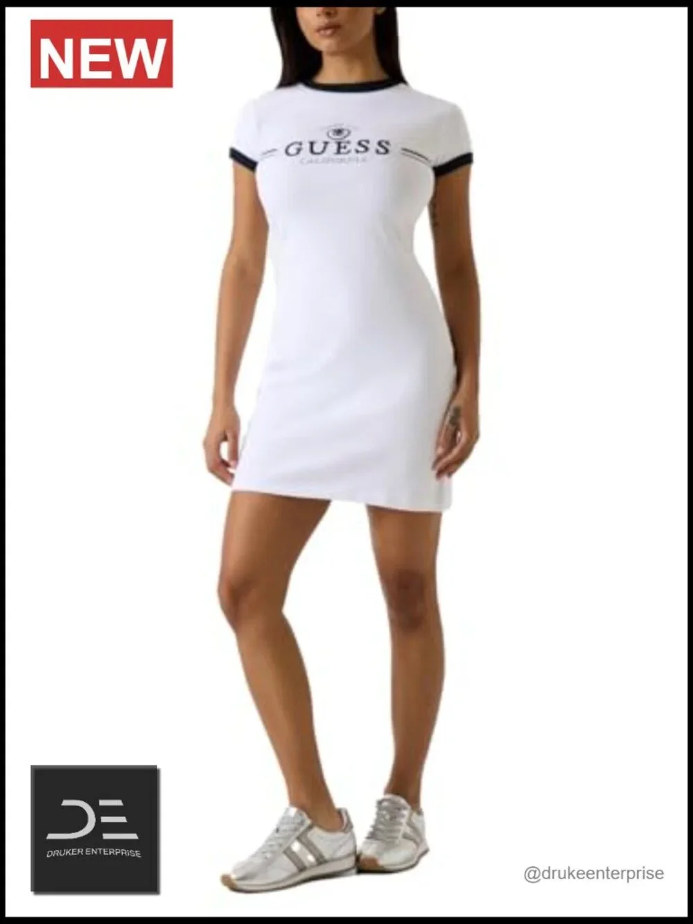 Eco Short Sleeve Mila Short Dress - Organic Cotton Stretch Rib